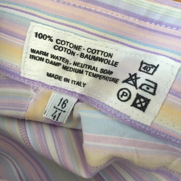 Ingram White Purple Striped Collared Dress Shirt - Picture 3 of 4